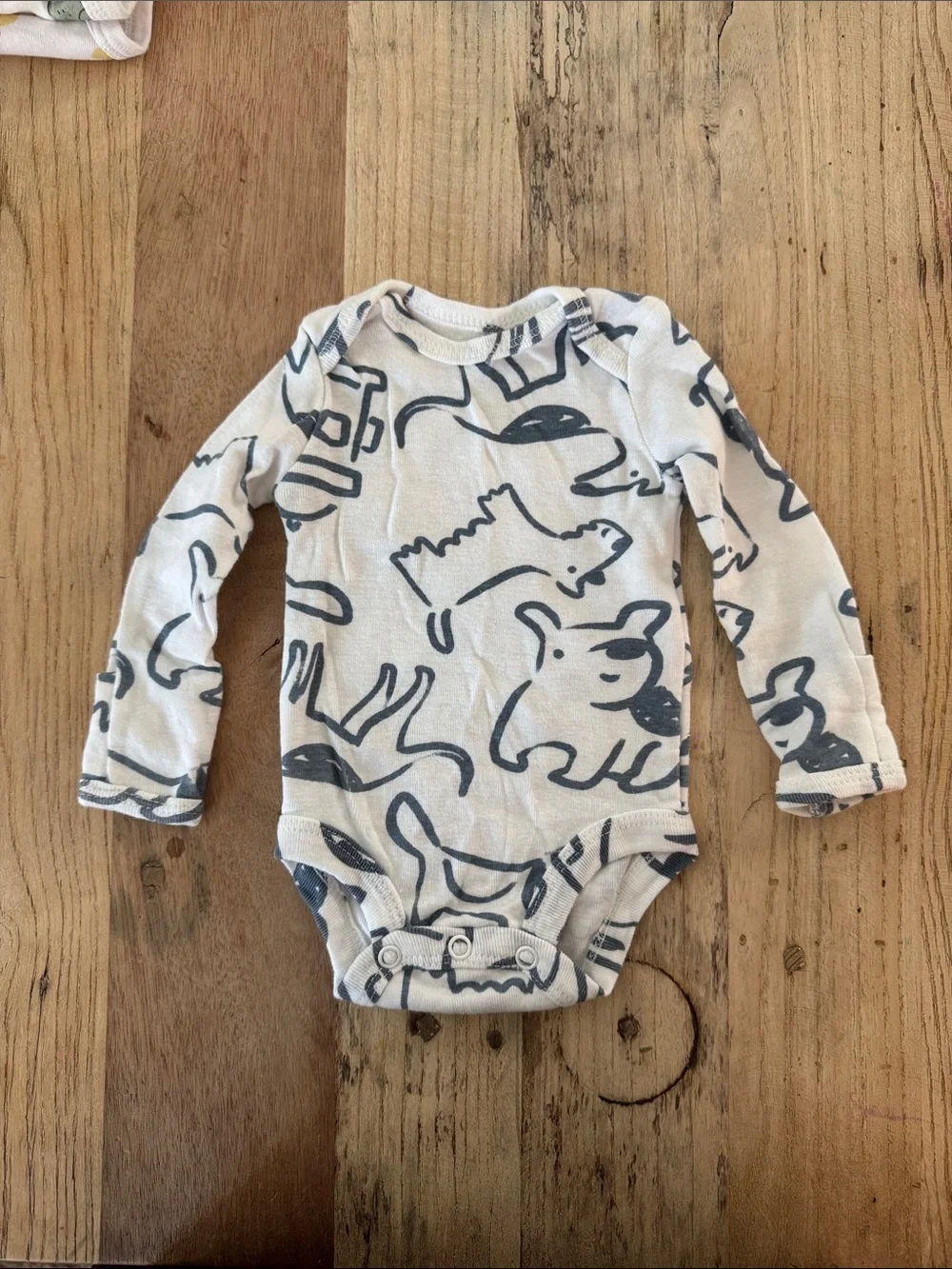 Carter's White Long-Sleeve Bodysuit with Navy Animal Sketches